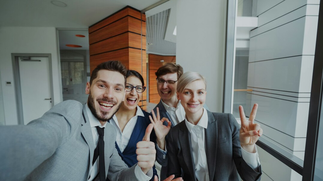 happy office team
